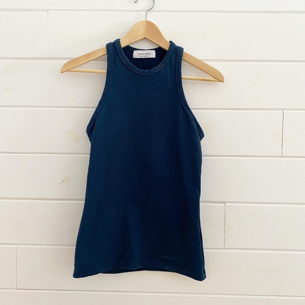 SOLD-James street co razor tank top midnight blue size medium - Picture 2 of 7